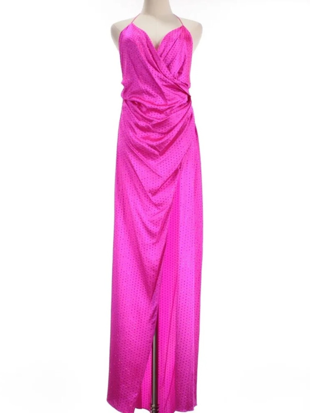 Retrofete Studded Embelished Pink Halter Wrap Backless Dress/Gown/Maxi - Picture 2 of 9
